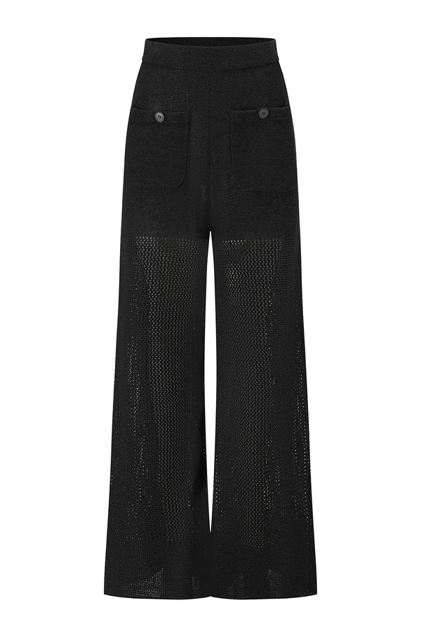 INTO THE EAST 25 Autumn/Winter Khaki Gray/Black Knitted Hollow Straight Pants ITE-E1DGSS021BL20PT-HEI Black (E1DGSS027CM20PT)